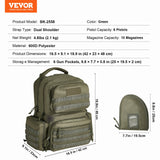 Basketball & Basketball Accessories: VEVOR Tactical Range Backpack for 6 Pistols Gun Backpack Green