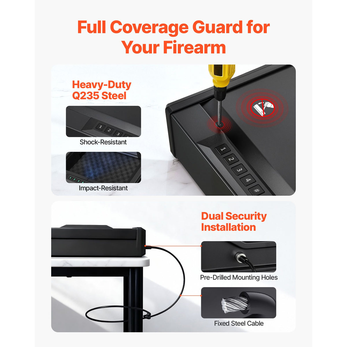 Gun Safe, Heavy Duty Handgun Safe with Fingerprint/Password/Key, 3-Way Quick Access Firearm Case Box with Lighting for 2 Pistols & 2 Magazines, Pistol Gun Box for Nightstand Bedside Desk Car
