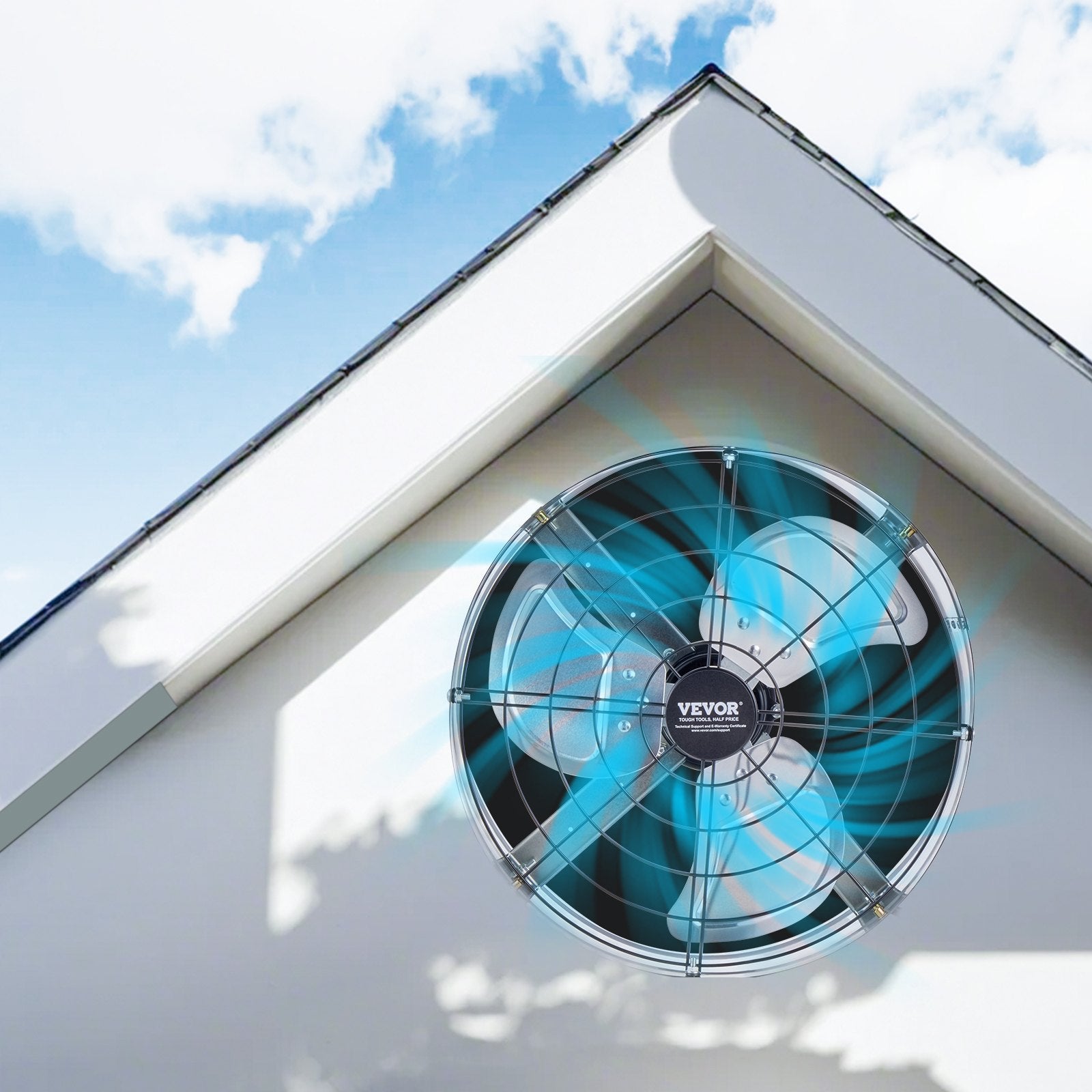 Automotive Repair & Speciality Tools: VEVOR 380 mm Gable Mount Fan 1300 CFM Attic Vent Fan with Adjustable Thermostat
