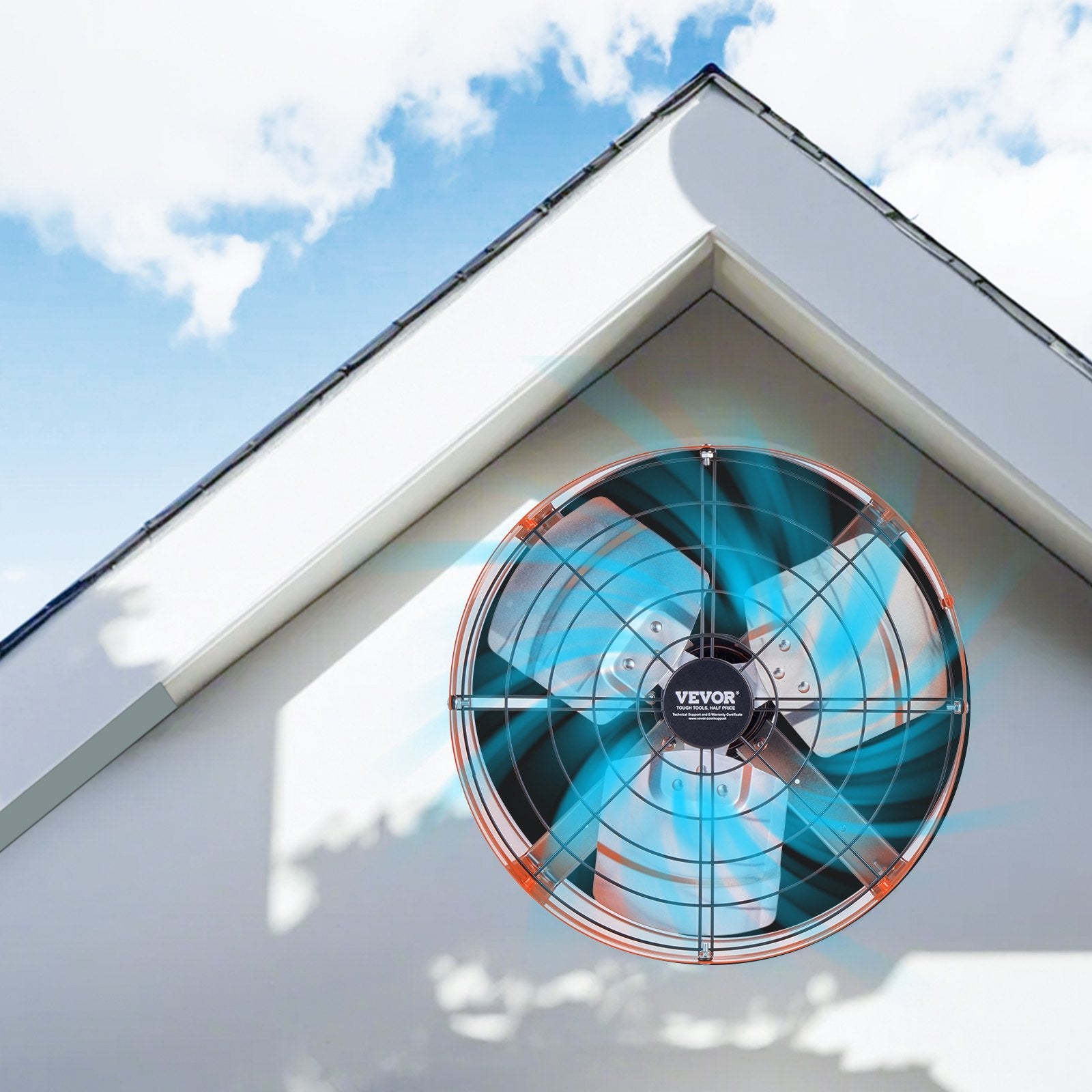 Automotive Repair & Speciality Tools: VEVOR 380 mm Gable Mount Fan 1650 CFM Attic Vent Fan with Adjustable Thermostat