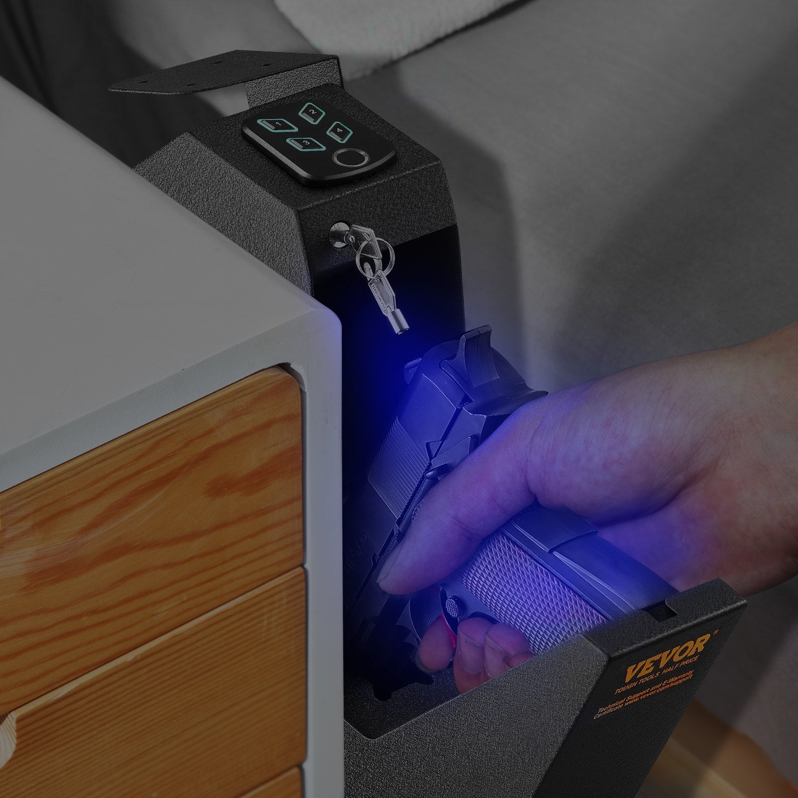 Automotive Repair & Speciality Tools: VEVOR Mounted Gun Safe for Pistols Biometric Gun Safe 3 Access Ways for 1 Pistol
