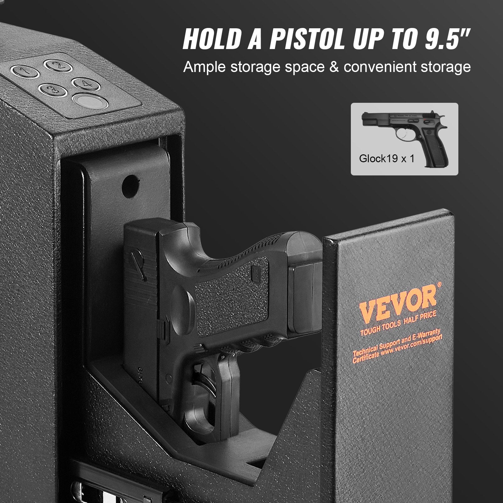 Automotive Repair & Speciality Tools: VEVOR Mounted Gun Safe for Pistols Biometric Gun Safe 3 Access Ways 1 Pistol