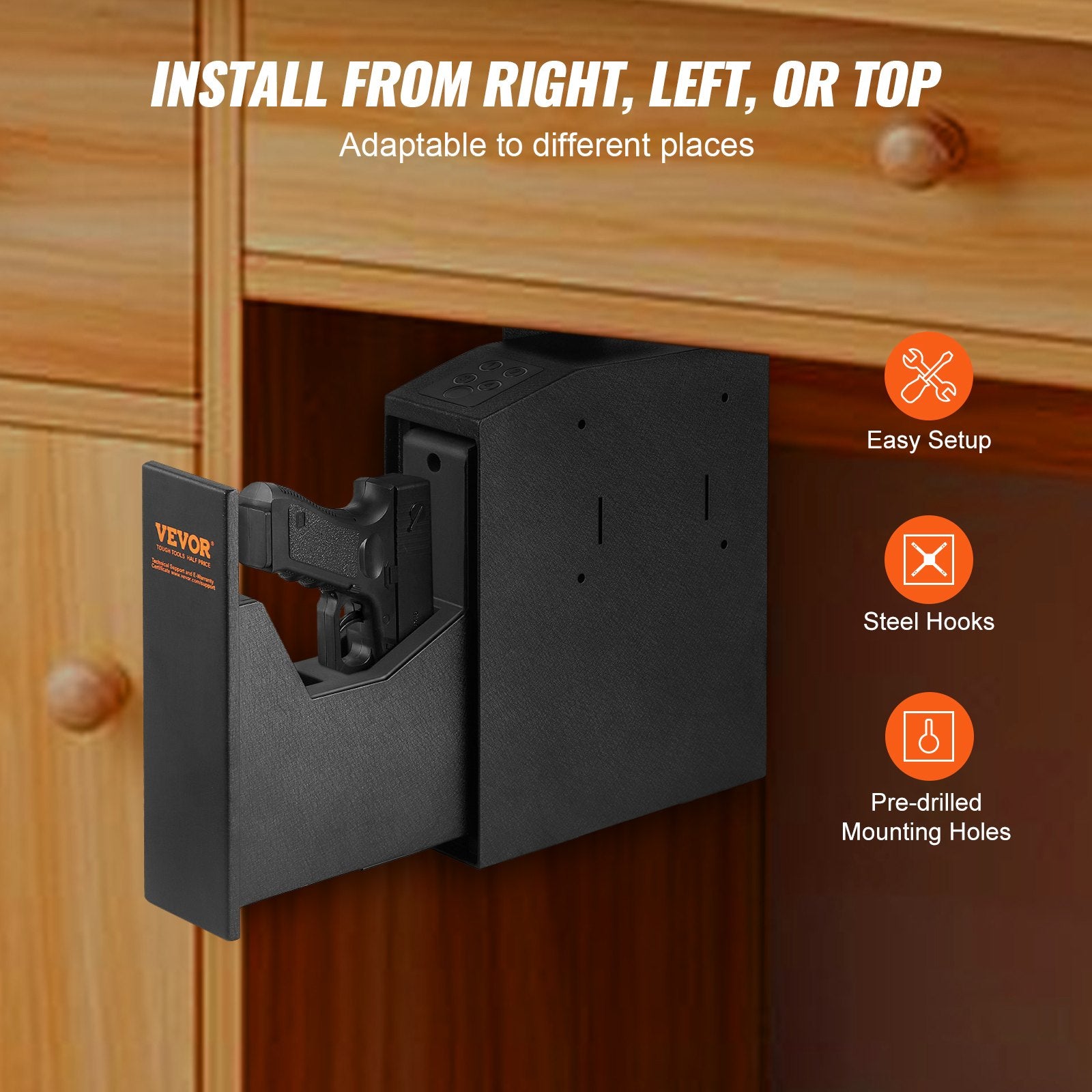 Automotive Repair & Speciality Tools: VEVOR Mounted Gun Safe for Pistols Biometric Gun Safe 3 Access Ways 1 Pistol