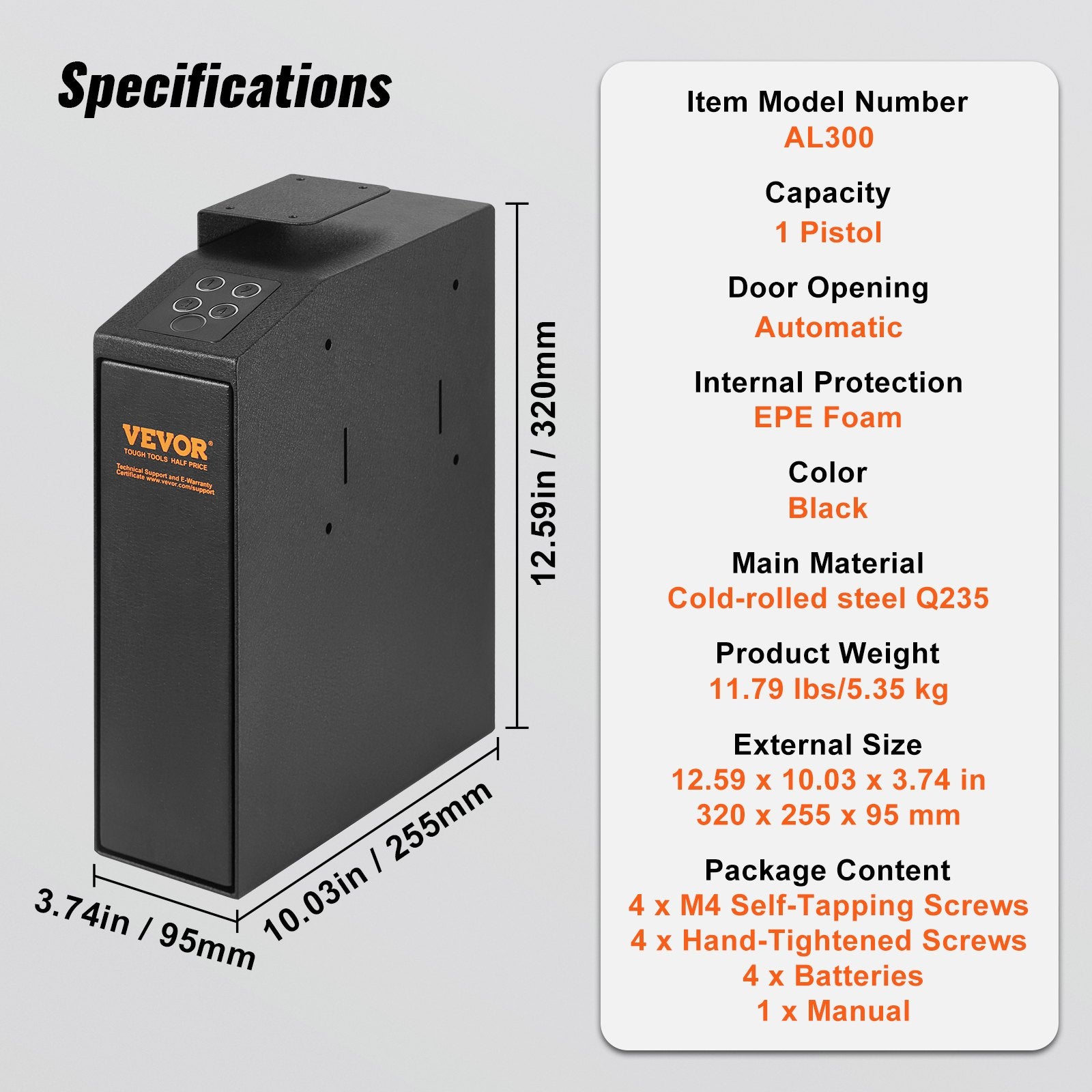 Automotive Repair & Speciality Tools: VEVOR Mounted Gun Safe for Pistols Biometric Gun Safe 3 Access Ways 1 Pistol