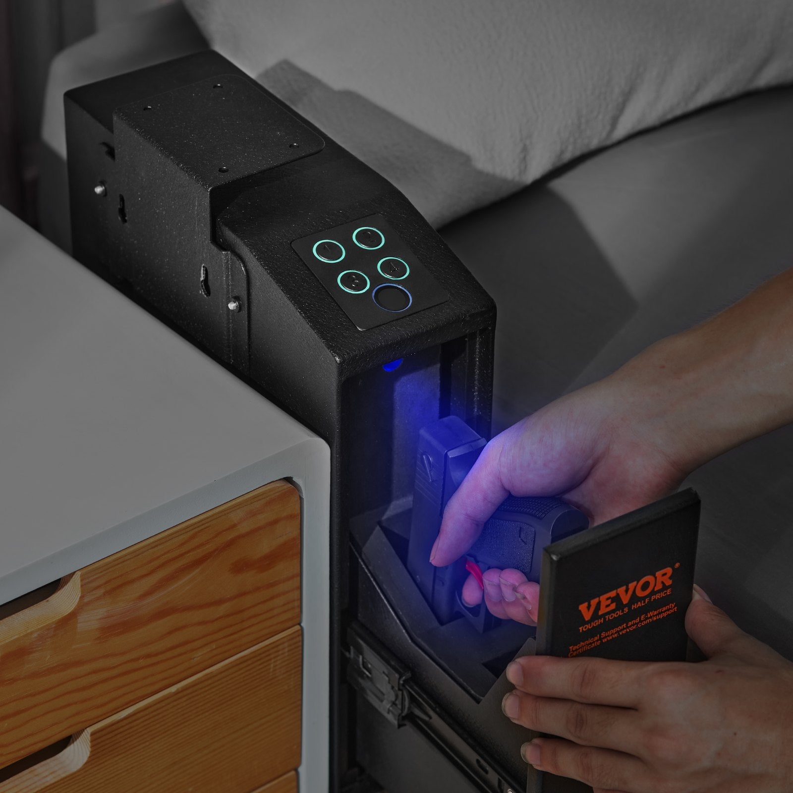 Automotive Repair & Speciality Tools: VEVOR Mounted Gun Safe for Pistols Biometric Gun Safe 3 Access Ways 1 Pistol