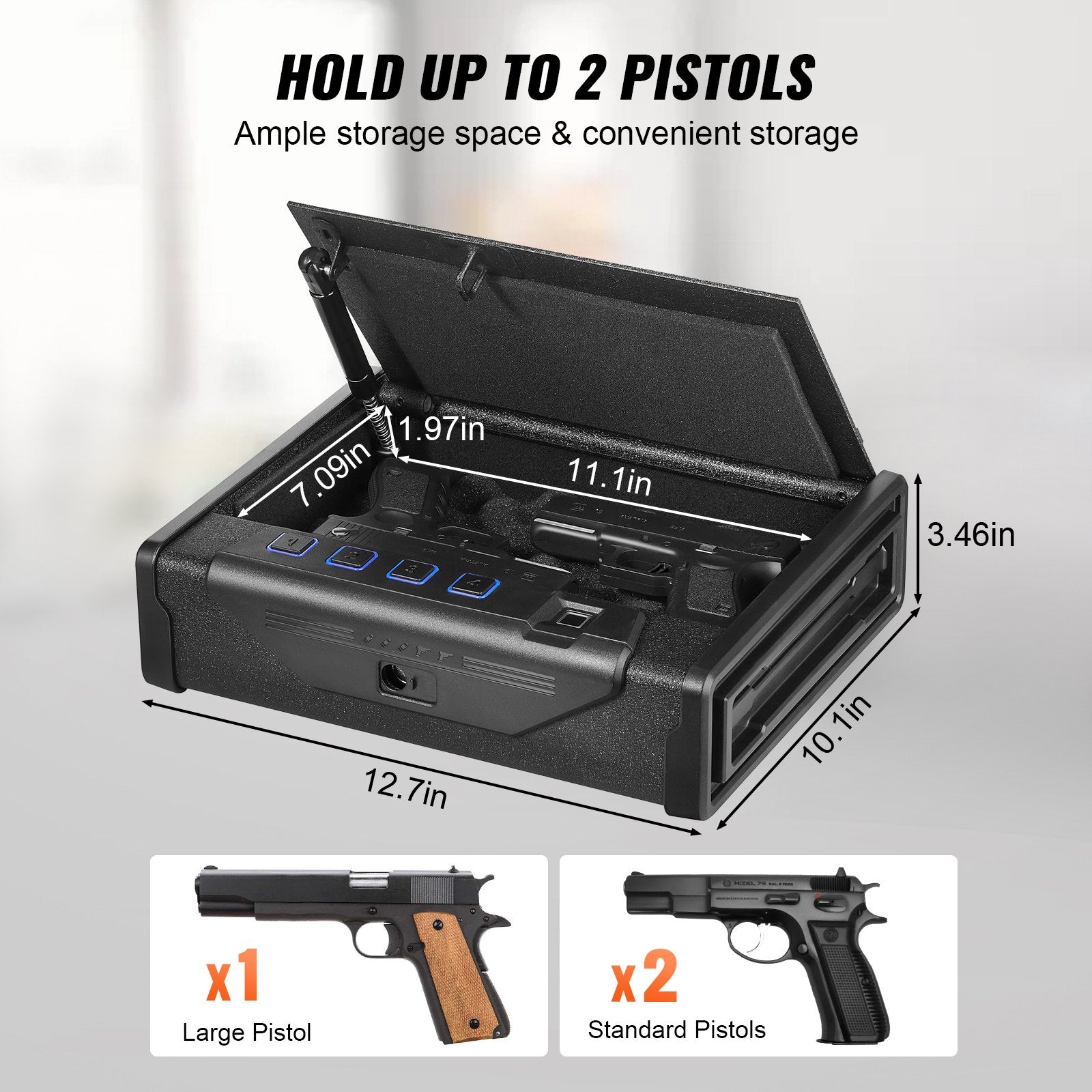 Automotive Repair & Speciality Tools: VEVOR Gun Safe for Pistols Biometric Gun Safe with 3 Access Ways for 2 Pistols