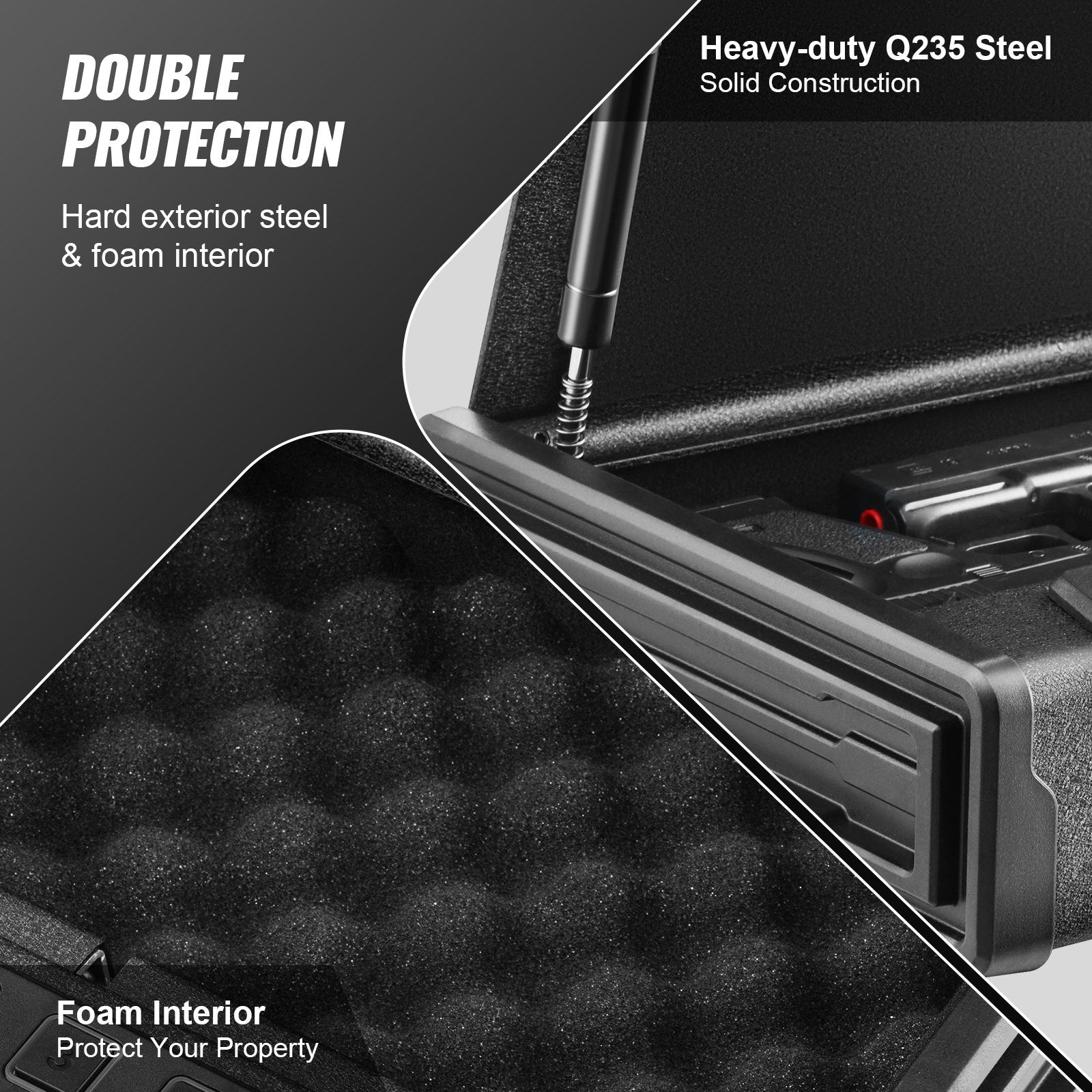 Automotive Repair & Speciality Tools: VEVOR Gun Safe for Pistols Biometric Gun Safe with 3 Access Ways for 2 Pistols