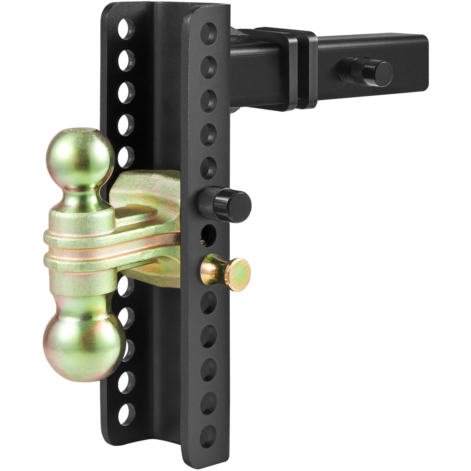 Adjustable Trailer Hitch, 25.4 cm Drop & 21.59 cm Rise Hitch Ball Mount with 5.08 cm Receiver, Solid Tube, 6350 kgs GTW, 5.08 cm & 5.08-0.79 cm 45# Steel Tow Balls with Key Lock for Truck Towing