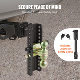Bicycle Stands & Storage: VEVOR Adjustable Trailer Hitch, 25.4 cm Drop & 21.59 cm Rise Hitch Ball Mount with 5.08 cm Receiver, Solid Tube, 6350 kgs GTW, 5.08 cm & 5.08-0.79 cm 45# Steel Tow Balls with Key Lock for Truck Towing