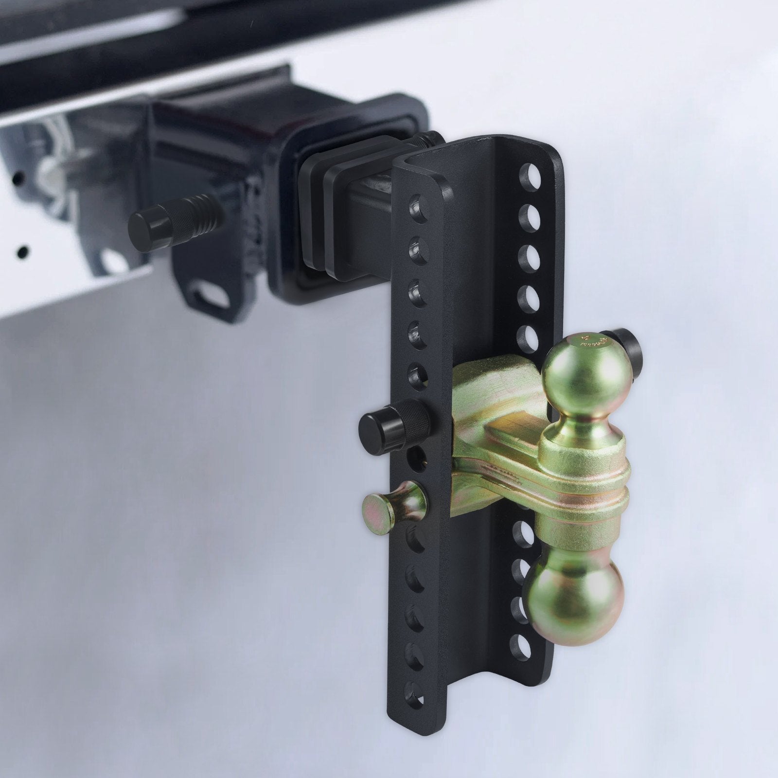 Adjustable Trailer Hitch, 25.4 cm Drop & 21.59 cm Rise Hitch Ball Mount with 5.08 cm Receiver, Solid Tube, 6350 kgs GTW, 5.08 cm & 5.08-0.79 cm 45# Steel Tow Balls with Key Lock for Truck Towing
