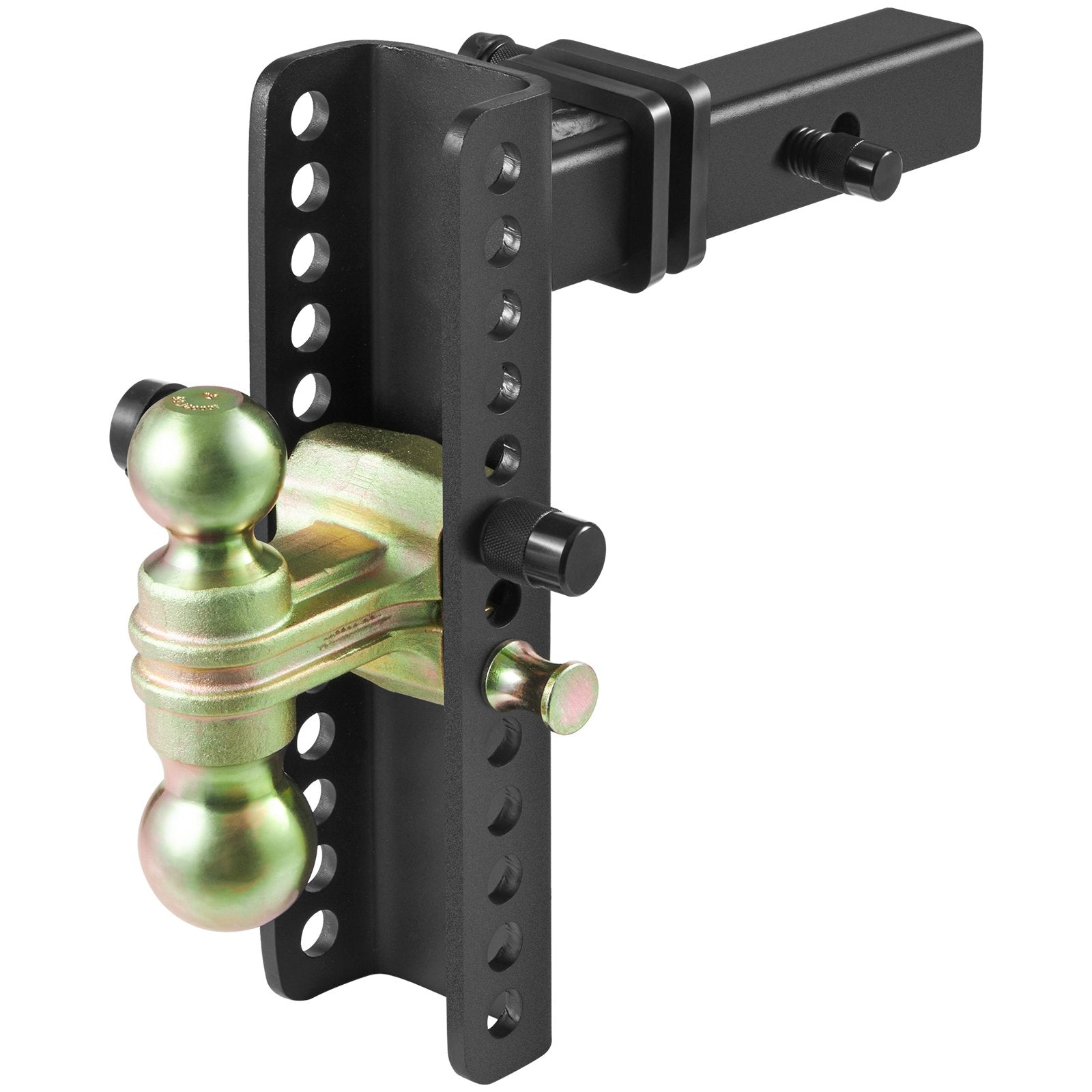Adjustable Trailer Hitch, 25.4 cm Drop & 21.59 cm Rise Hitch Ball Mount with 5.08 cm Receiver, Solid Tube, 6350 kgs GTW, 5.08 cm & 5.08-0.79 cm 45# Steel Tow Balls with Key Lock for Truck Towing