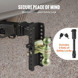 Automotive Repair & Speciality Tools: VEVOR Adjustable Trailer Hitch, 203.2 mm Drop & 165.1 mm Rise Hitch Ball Mount with 50.8 mm Receiver, Solid Tube, 6350 kg GTW, 50.8 m and 58.7 mm 45# Steel Tow Balls with Key Lock for Truck Towing