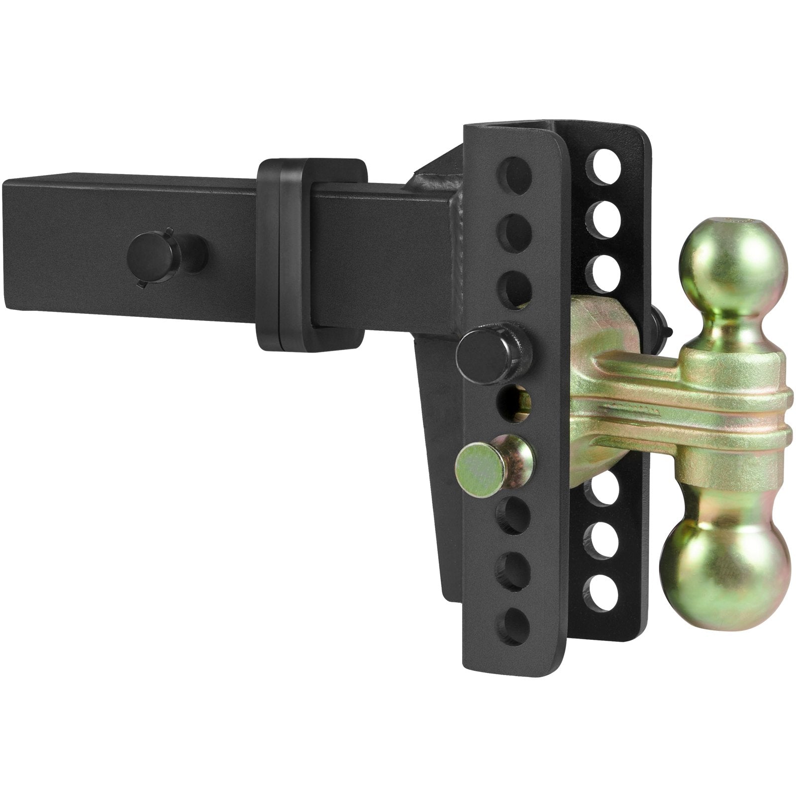 Adjustable Trailer Hitch, 15cm Drop & 11.43cm Rise Hitch Ball Mount with 6.35cm Receiver, Solid Tube, 6577 kgs GTW, 5.08cm & 5.08-0.79cm 45# Steel Tow Balls with Key Lock for Truck Towing