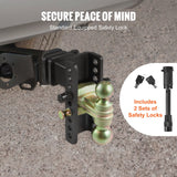 Bicycle Stands & Storage: VEVOR Adjustable Trailer Hitch, 15cm Drop & 11.43cm Rise Hitch Ball Mount with 6.35cm Receiver, Solid Tube, 6577 kgs GTW, 5.08cm & 5.08-0.79cm 45# Steel Tow Balls with Key Lock for Truck Towing