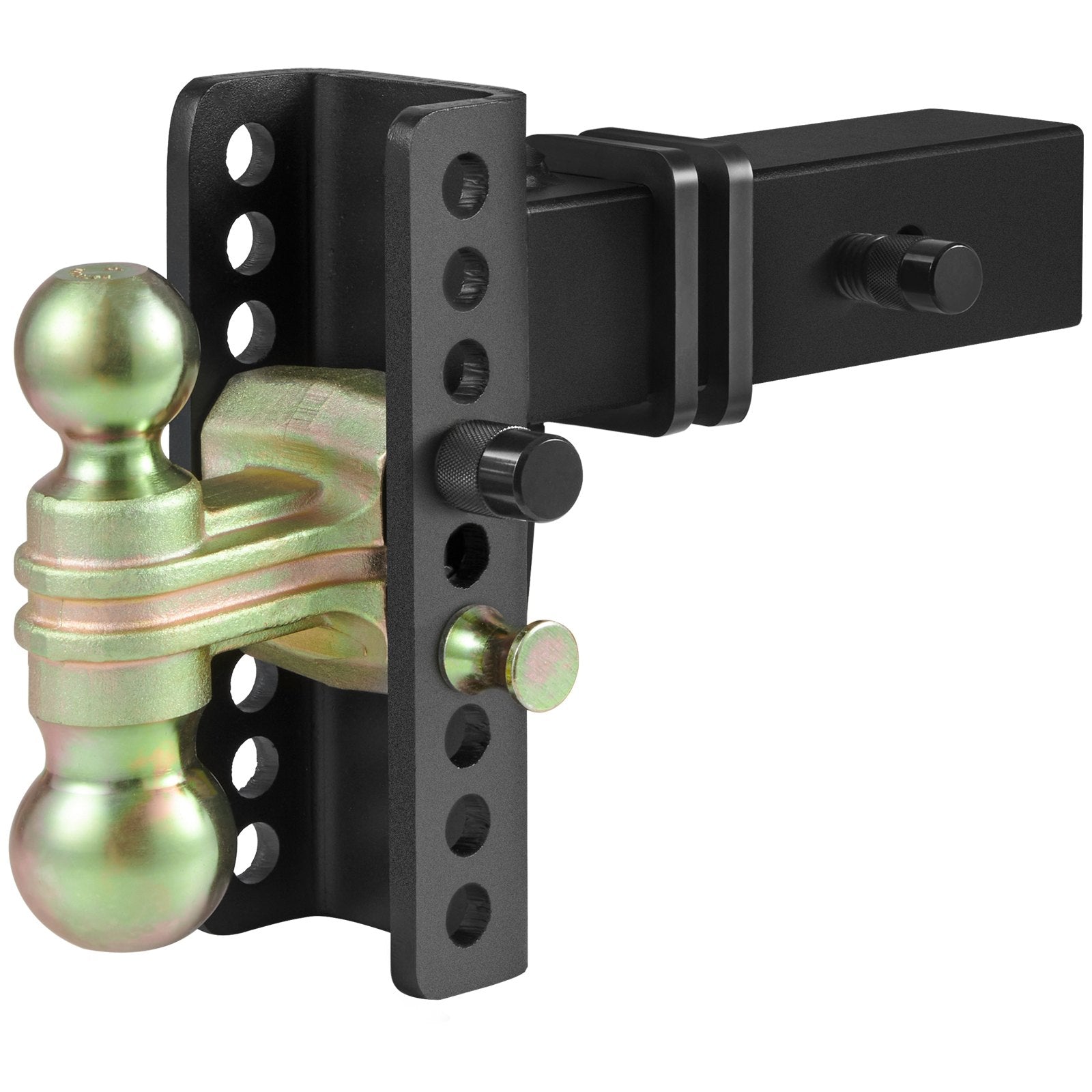 Adjustable Trailer Hitch, 15cm Drop & 11.43cm Rise Hitch Ball Mount with 6.35cm Receiver, Solid Tube, 6577 kgs GTW, 5.08cm & 5.08-0.79cm 45# Steel Tow Balls with Key Lock for Truck Towing