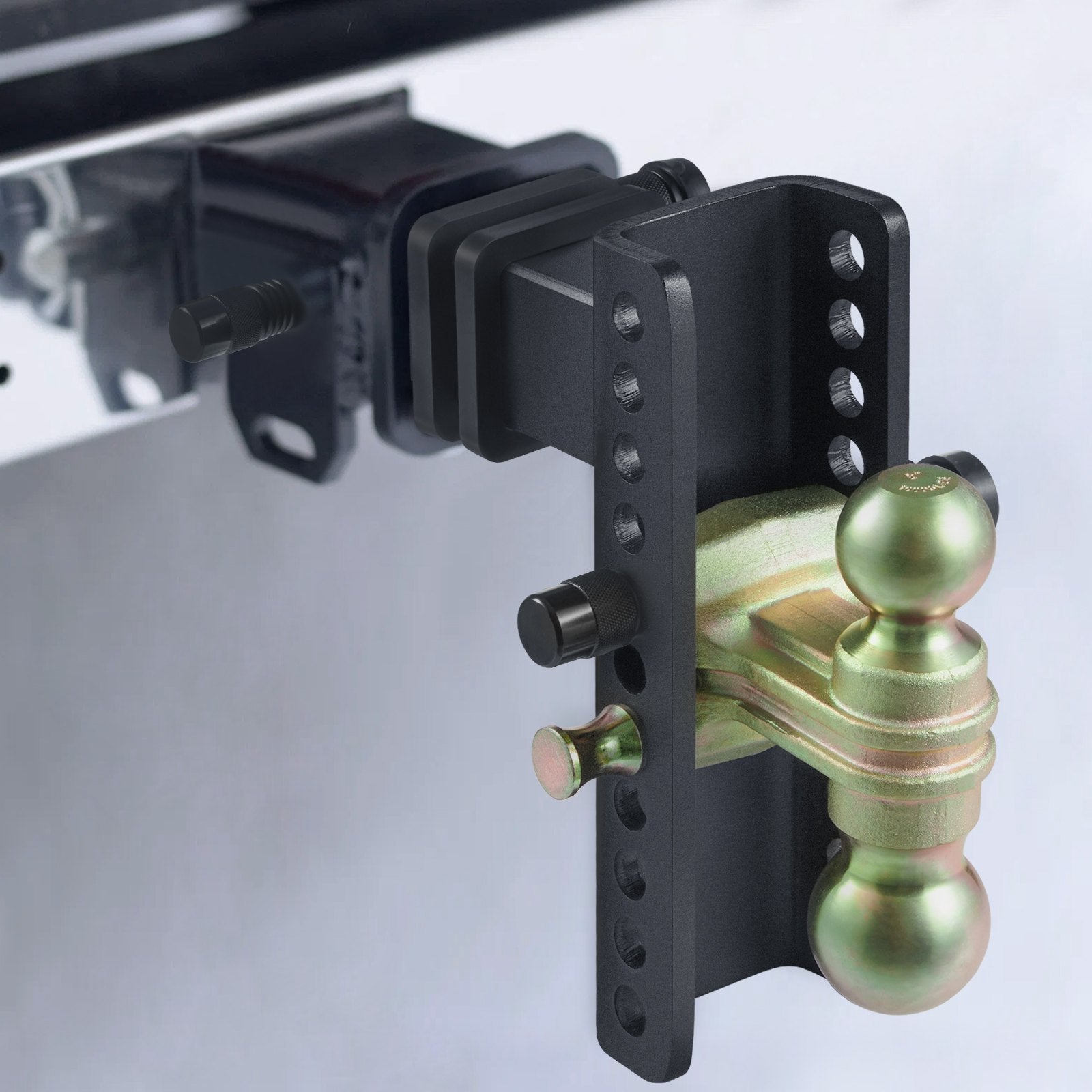 Adjustable Trailer Hitch, 203.2 mm Drop & 165.1 mm Rise Hitch Ball Mount with 63.5 mm Receiver, Solid Tube, 6577 kg GTW, 50.8 mm & 58.7 mm 45# Steel Tow Balls with Key Lock for Truck Towing