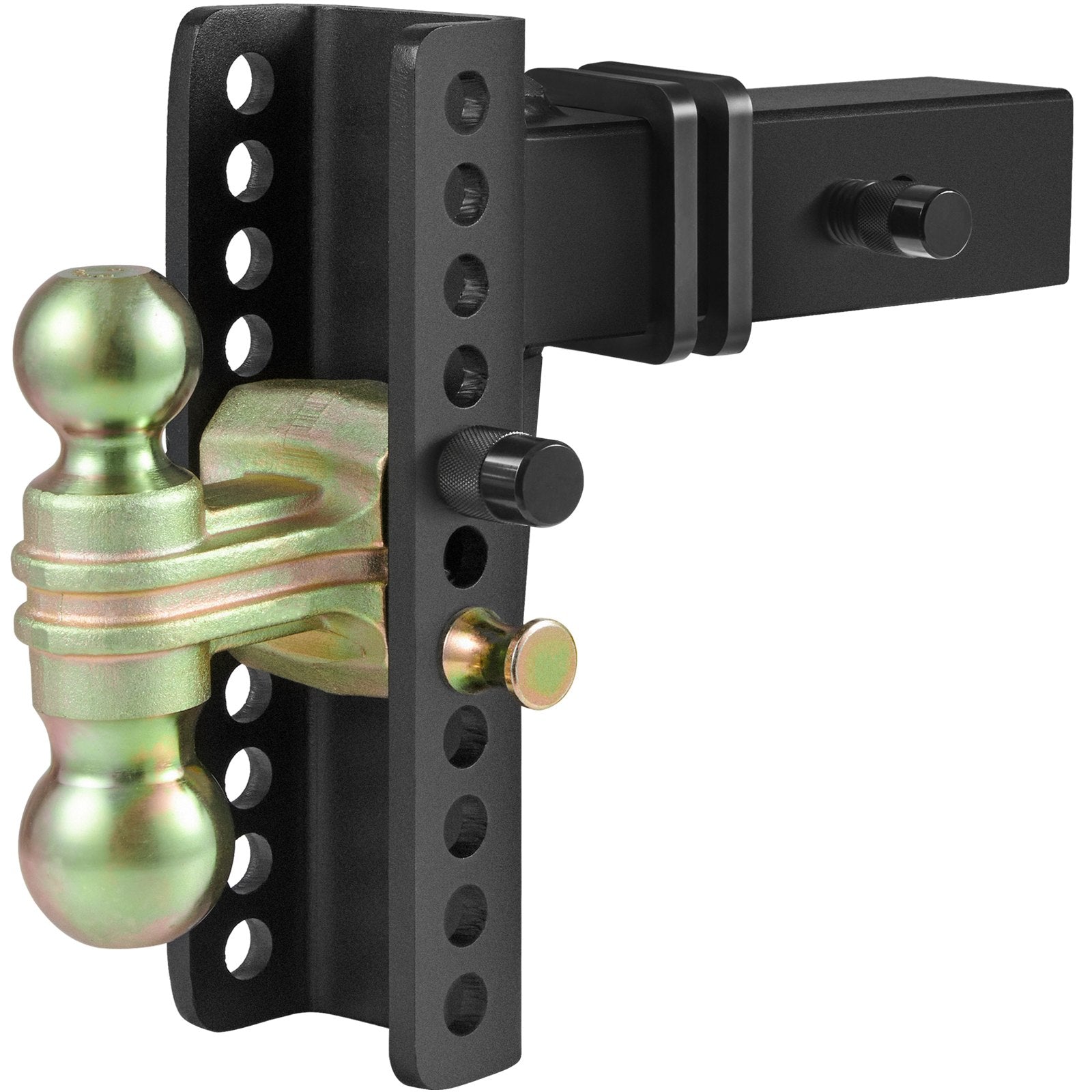 Adjustable Trailer Hitch, 203.2 mm Drop & 165.1 mm Rise Hitch Ball Mount with 63.5 mm Receiver, Solid Tube, 6577 kg GTW, 50.8 mm & 58.7 mm 45# Steel Tow Balls with Key Lock for Truck Towing