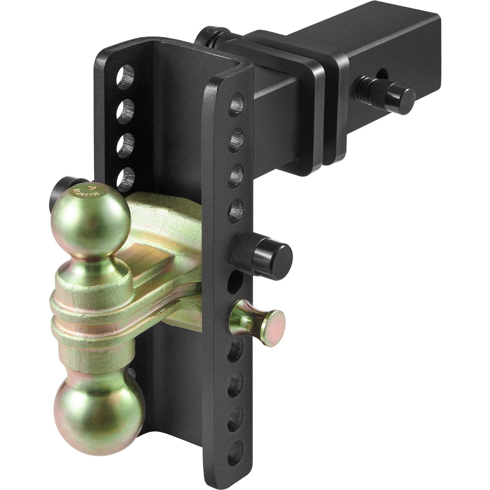 Adjustable Trailer Hitch, 203.2 mm Drop & 165.1 mm Rise Hitch Ball Mount with 63.5 mm Receiver, Solid Tube, 6577 kg GTW, 50.8 mm & 58.7 mm 45# Steel Tow Balls with Key Lock for Truck Towing