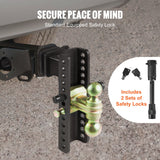 Bicycle Stands & Storage: VEVOR Adjustable Trailer Hitch, 25 cm Drop & 21.59 cm Rise Hitch Ball Mount with 6.35 cm Receiver Solid Tube, 6577 kgs GTW, 5.08 cm & 5.08-0.79 cm 45# Steel Tow Balls with Key Lock for Truck Towing