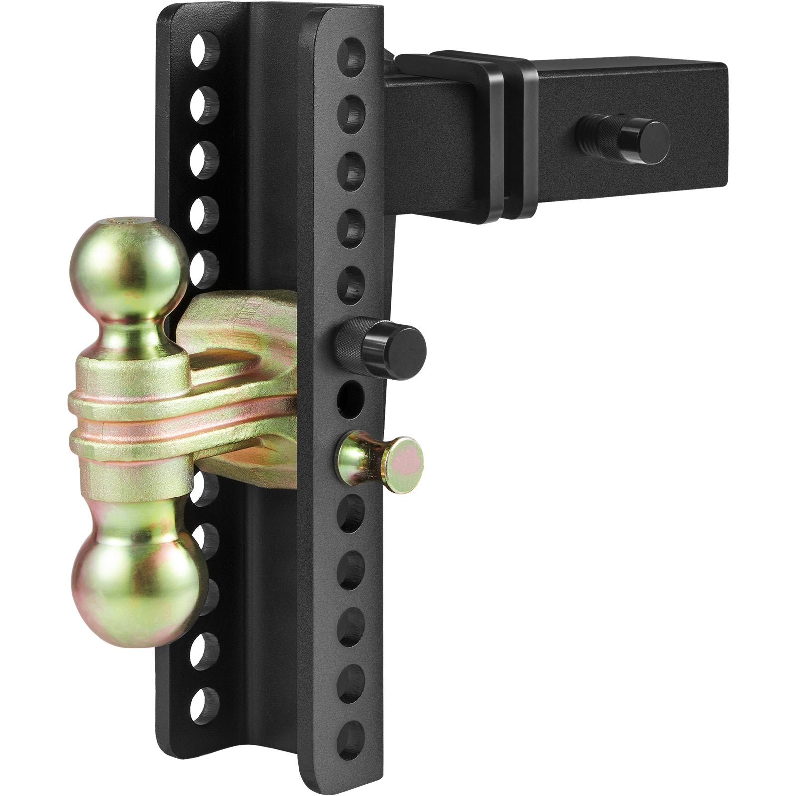 Adjustable Trailer Hitch, 25 cm Drop & 21.59 cm Rise Hitch Ball Mount with 6.35 cm Receiver Solid Tube, 6577 kgs GTW, 5.08 cm & 5.08-0.79 cm 45# Steel Tow Balls with Key Lock for Truck Towing