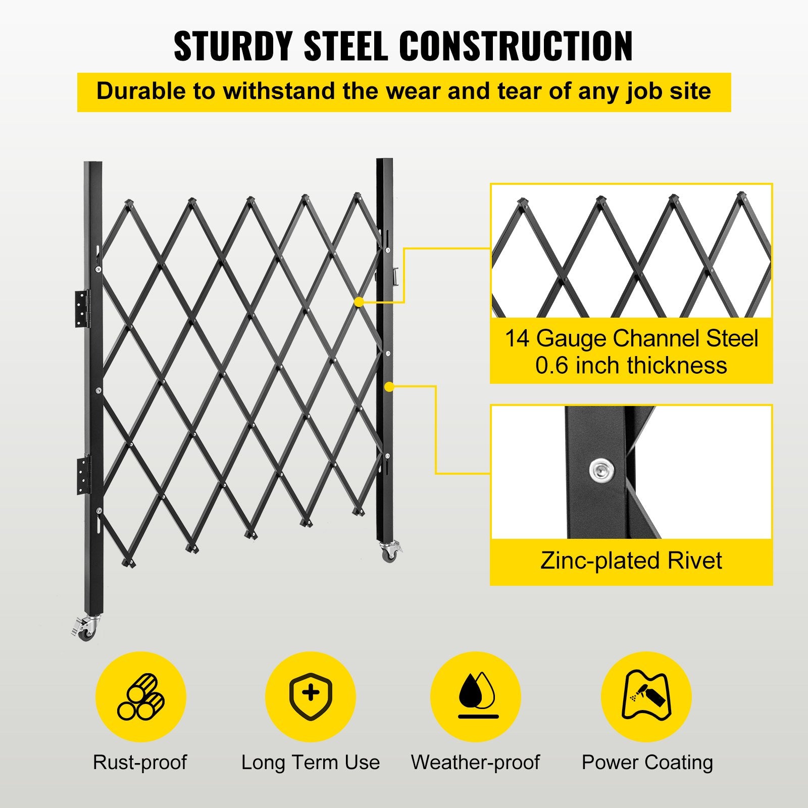 Fence & Gate Accessories: VEVOR Single Folding Security Gate Folding Door Gate 37"W x 48"H Scissor Gate