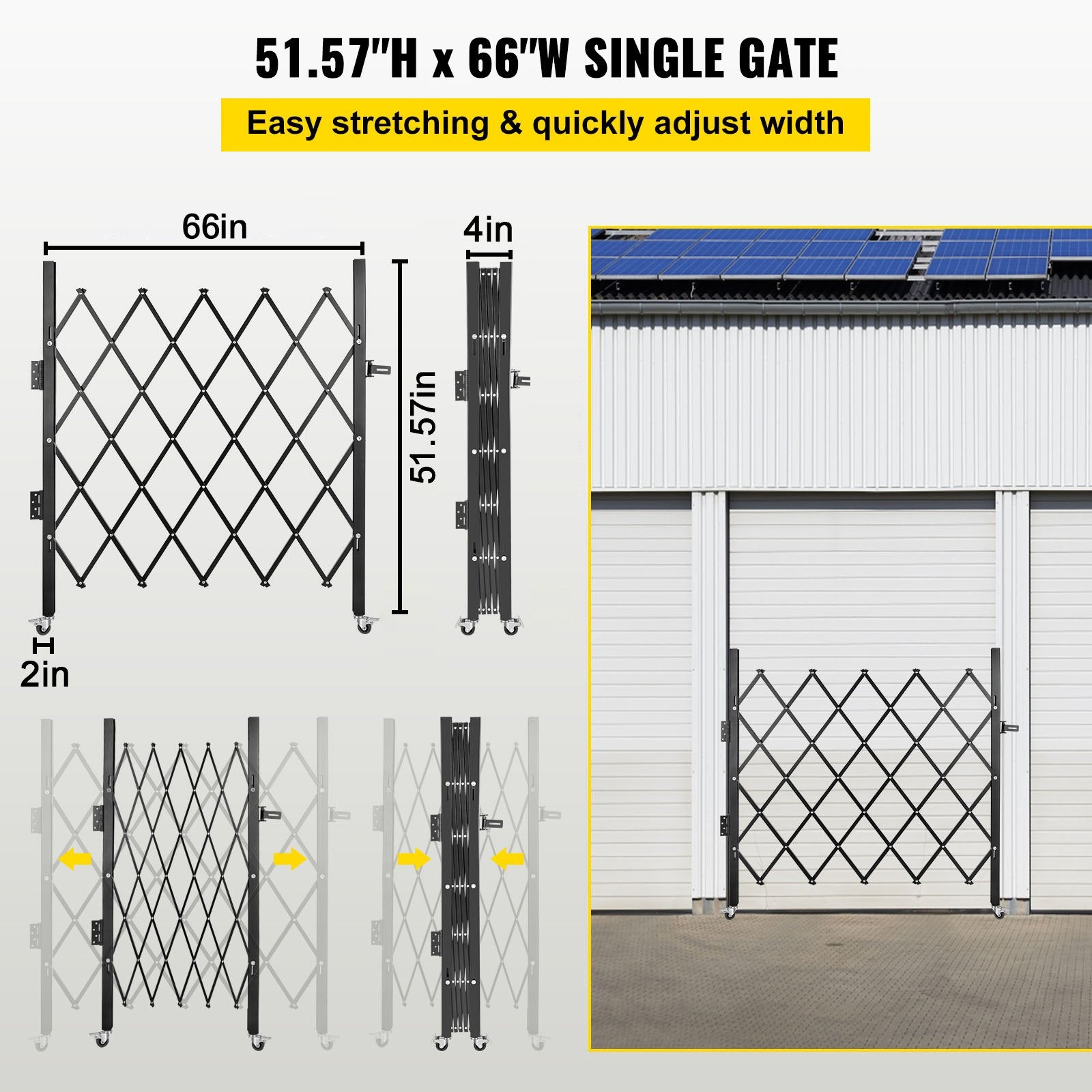 Fence & Gate Accessories: VEVOR Single Folding Security Gate Folding Door Gate 48"H x 66"W Scissor Gate