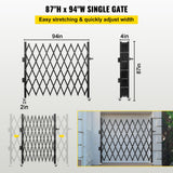 Fence & Gate Accessories: VEVOR Single Folding Security Gate, 85" H x 95" W Folding Door Gate, Steel Accordion Security Gate, Flexible Expanding Security Gate, Rolling Barricade Gate, Scissor Gate/Door with Padlock