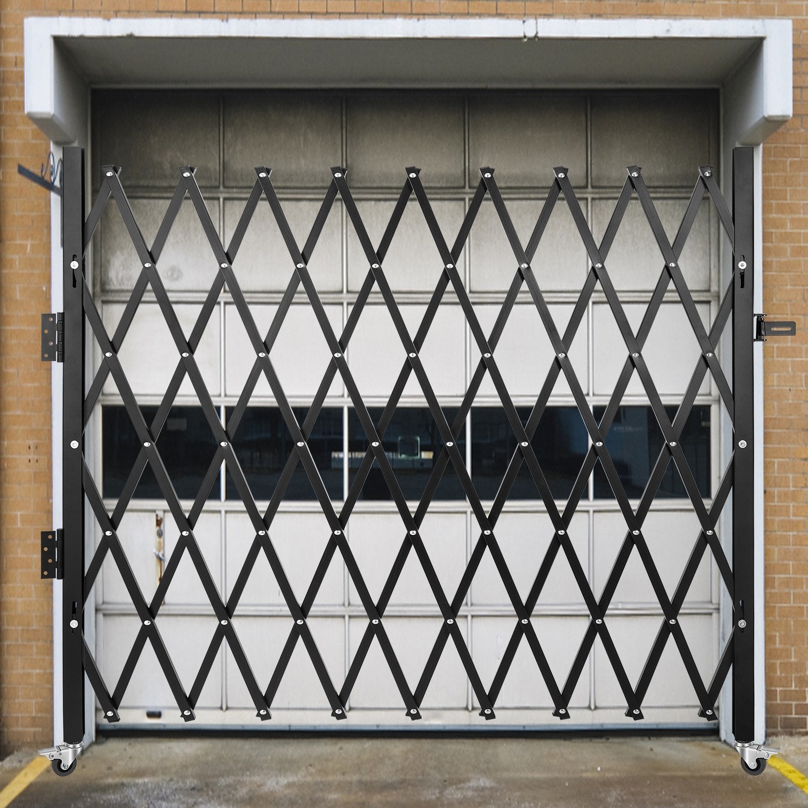 Fence & Gate Accessories: VEVOR Single Folding Security Gate, 85" H x 95" W Folding Door Gate, Steel Accordion Security Gate, Flexible Expanding Security Gate, Rolling Barricade Gate, Scissor Gate/Door with Padlock