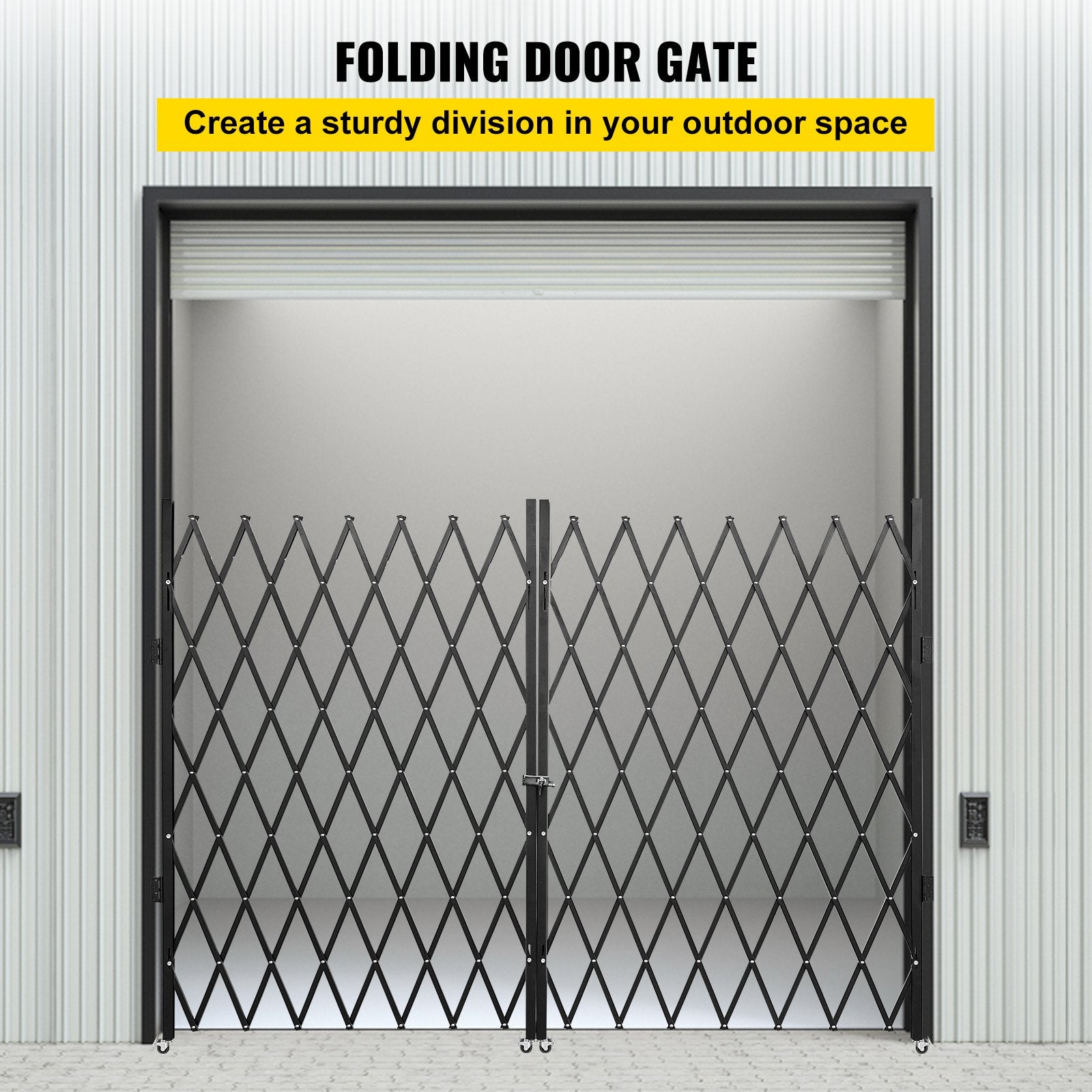 Fence & Gate Accessories: VEVOR Double Folding Security Gate Folding Door Gate 5.1' H x 10.2' W Scissor Gate
