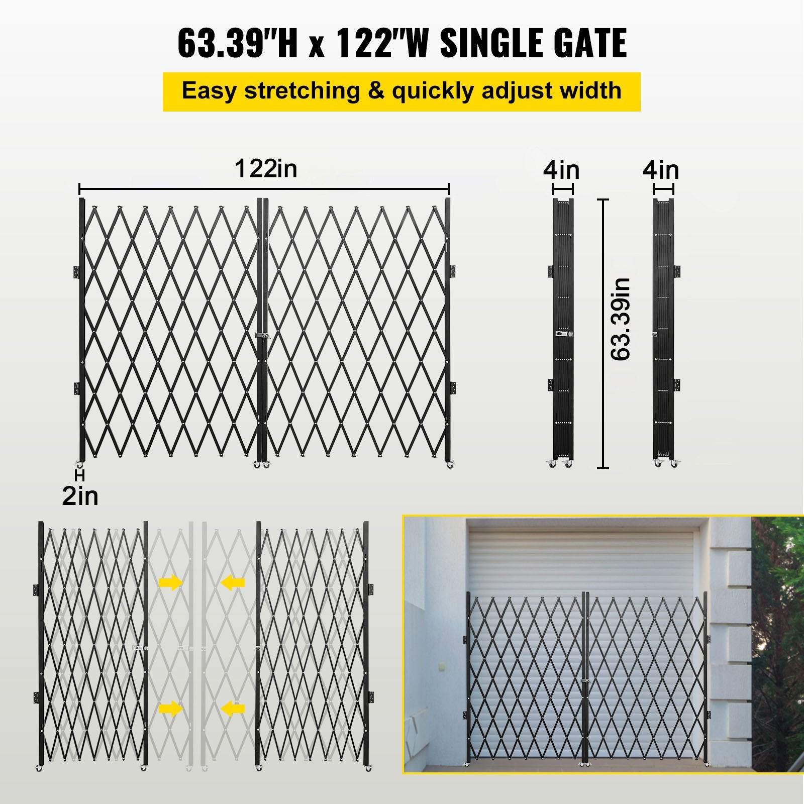 Fence & Gate Accessories: VEVOR Double Folding Security Gate Folding Door Gate 5.1' H x 10.2' W Scissor Gate