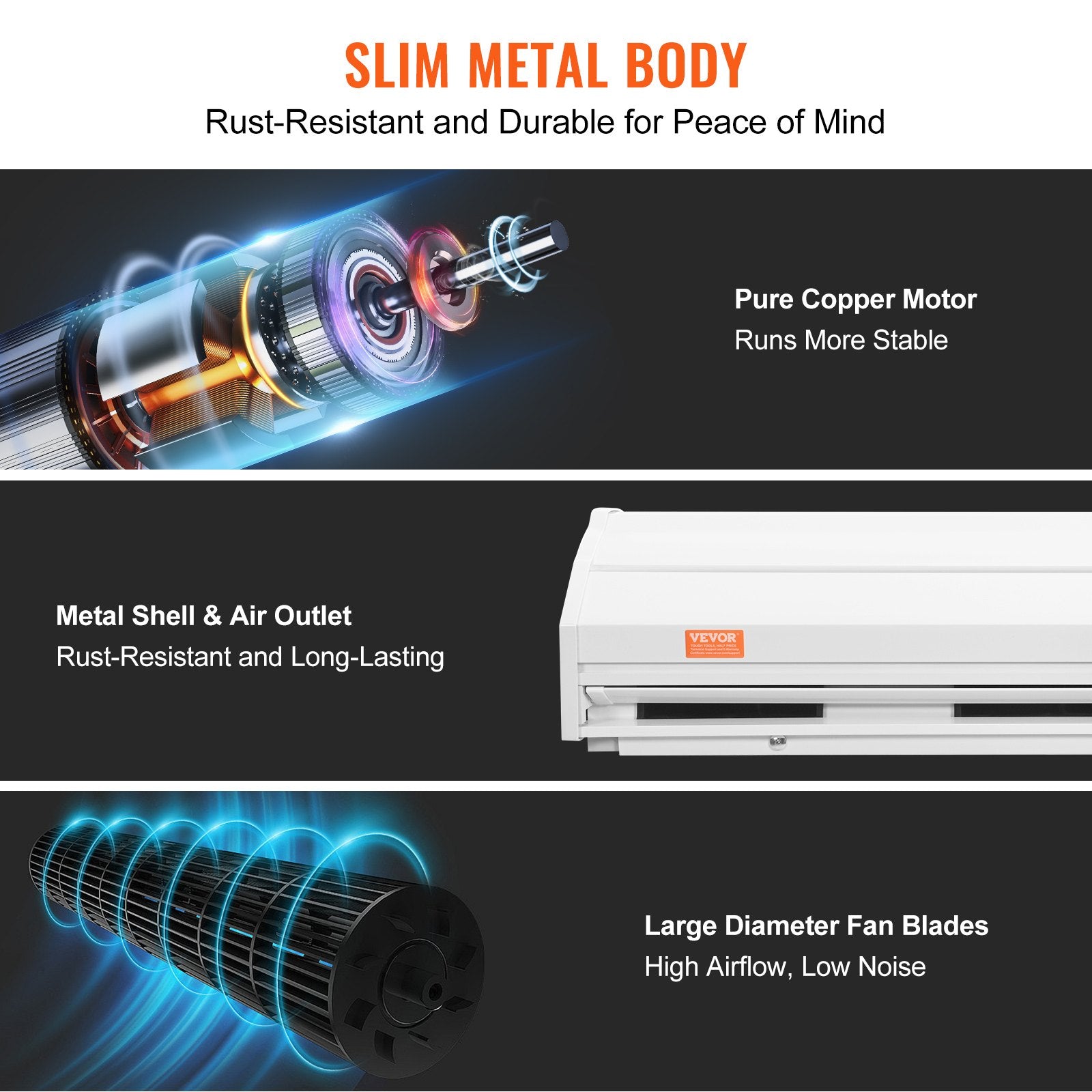 Curtain Accessories: VEVOR 1.5m Commercial Indoor Air Curtain Super Power 2 Speeds 2547m³/h, UL Certified Wall Mounted Air Curtains for Doors, Indoor Over Door Fan with Heavy Duty Limit Switch, Easy-Install Unheated