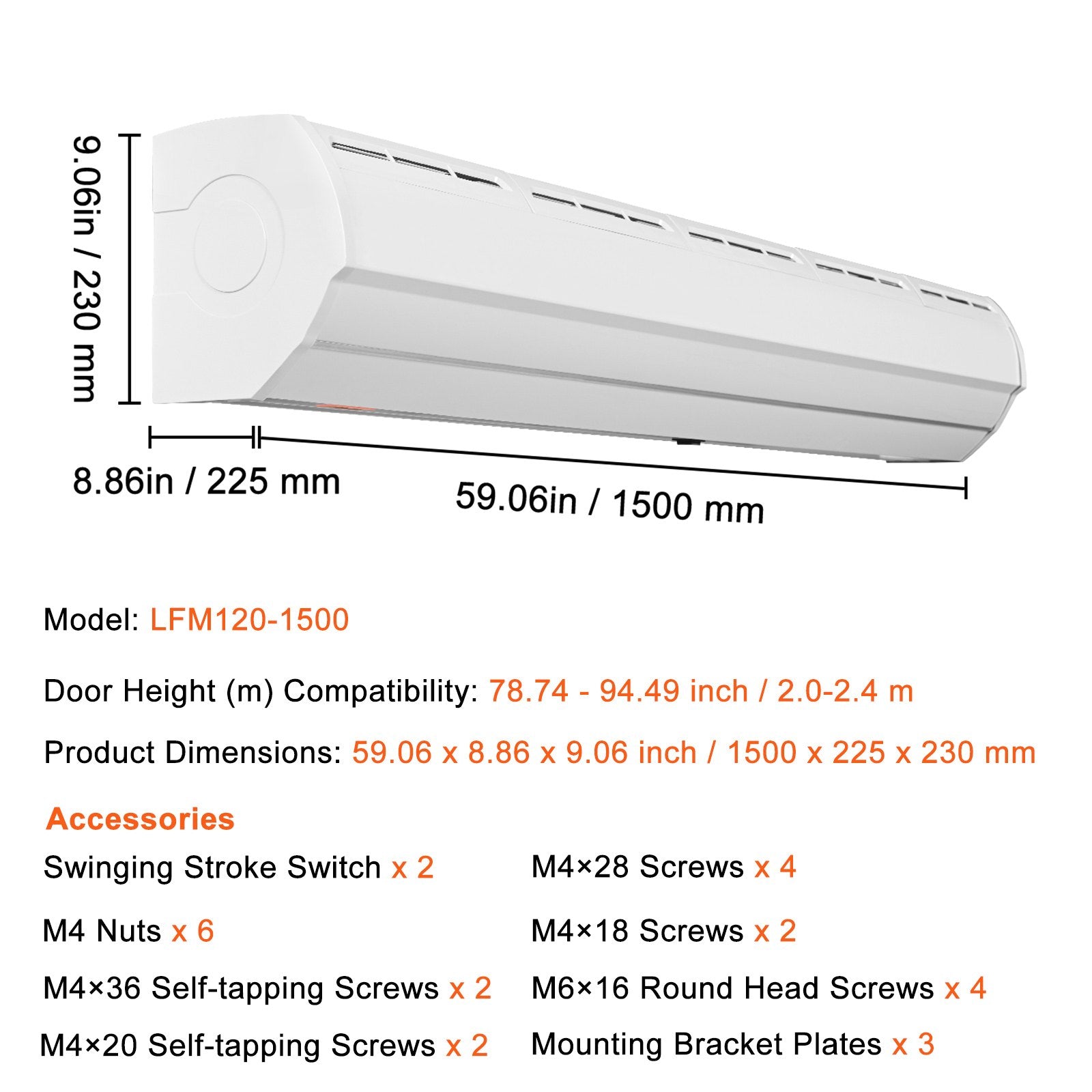 Curtain Accessories: VEVOR 1.5m Commercial Indoor Air Curtain Super Power 2 Speeds 2547m³/h, UL Certified Wall Mounted Air Curtains for Doors, Indoor Over Door Fan with Heavy Duty Limit Switch, Easy-Install Unheated