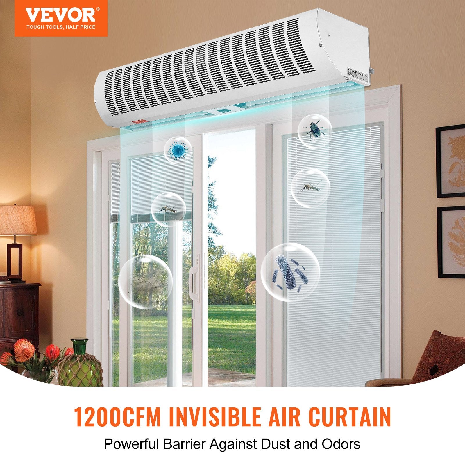 Curtain Accessories: VEVOR 0.9m Commercial Indoor Air Curtain Super Power 2 Speeds 2038m³/h, UL Certified Wall Mounted Air Curtains for Doors, Indoor Over Door Fan with Heavy Duty Limit Switch, Easy-Install Unheated