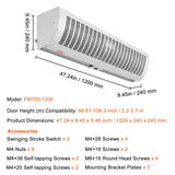 Curtain Accessories: VEVOR 1.2m Commercial Indoor Air Curtain Super Power 2 Speeds 2802m_/h, UL Certified Wall Mounted Air Curtains for Doors, Indoor Over Door Fan with Heavy Duty Limit Switch, Easy-Install Unheated