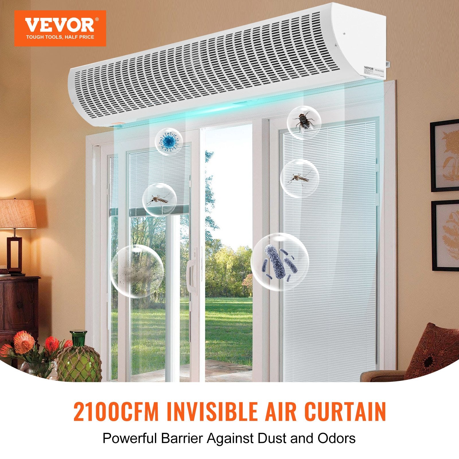 Curtain Accessories: VEVOR 1.5m Commercial Indoor Air Curtain Super Power 2 Speeds 3566m³/h, UL Certified Wall Mounted Air Curtains for Doors, Indoor Over Door Fan with Heavy Duty Limit Switch, Easy-Install Unheated