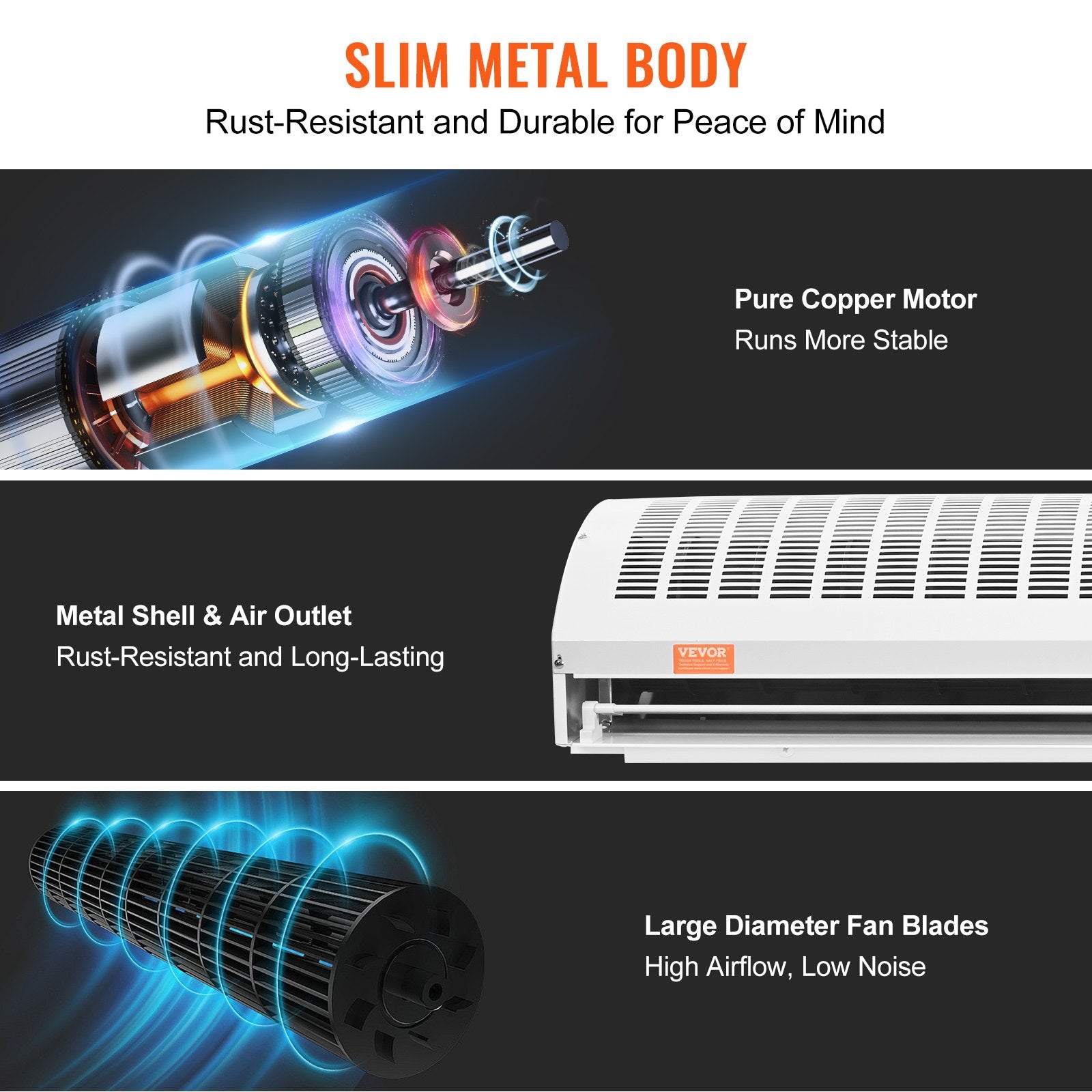 Curtain Accessories: VEVOR 1.5m Commercial Indoor Air Curtain Super Power 2 Speeds 3566m³/h, UL Certified Wall Mounted Air Curtains for Doors, Indoor Over Door Fan with Heavy Duty Limit Switch, Easy-Install Unheated