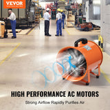 Desktops & Accessories: VEVOR Portable Ventilator, 254mm/10inch Heavy Duty Cylinder Fan with 10m Duct Hose, 300W Strong Shop Exhaust Blower 1720CFM, Industrial Utility Blower for Sucking Dust, Smoke, Smoke Home/Workplace