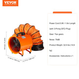 Desktops & Accessories: VEVOR Portable Ventilator, 254mm/10inch Heavy Duty Cylinder Fan with 10m Duct Hose, 300W Strong Shop Exhaust Blower 1720CFM, Industrial Utility Blower for Sucking Dust, Smoke, Smoke Home/Workplace