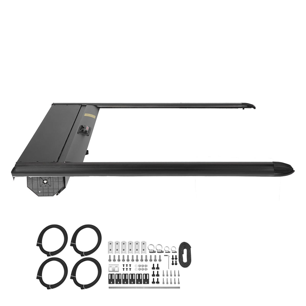 Retractable Tonneau Cover, 5.5 ft Retractable Tonneau Cover with Built-in Drainage Pipe for 2021-2024 Toyota Tundra Crew Cab w/ Deck Rail System , Hard Tonneau Cover with Double-Lock & T-Slot