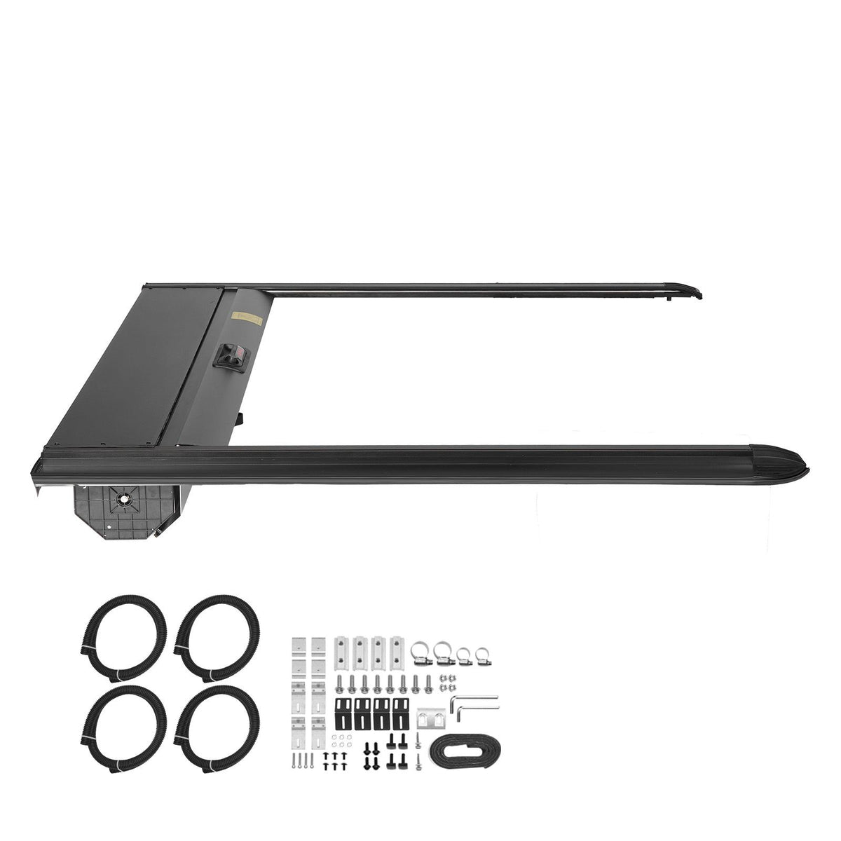 Retractable Tonneau Cover, 5.0 ft Retractable Tonneau Cover with Built-in Drainage Pipe for 2021-2024 Toyota Tacoma Crew Cab w/ Deck Rail System , Hard Tonneau Cover with Double-Lock & T-Slot