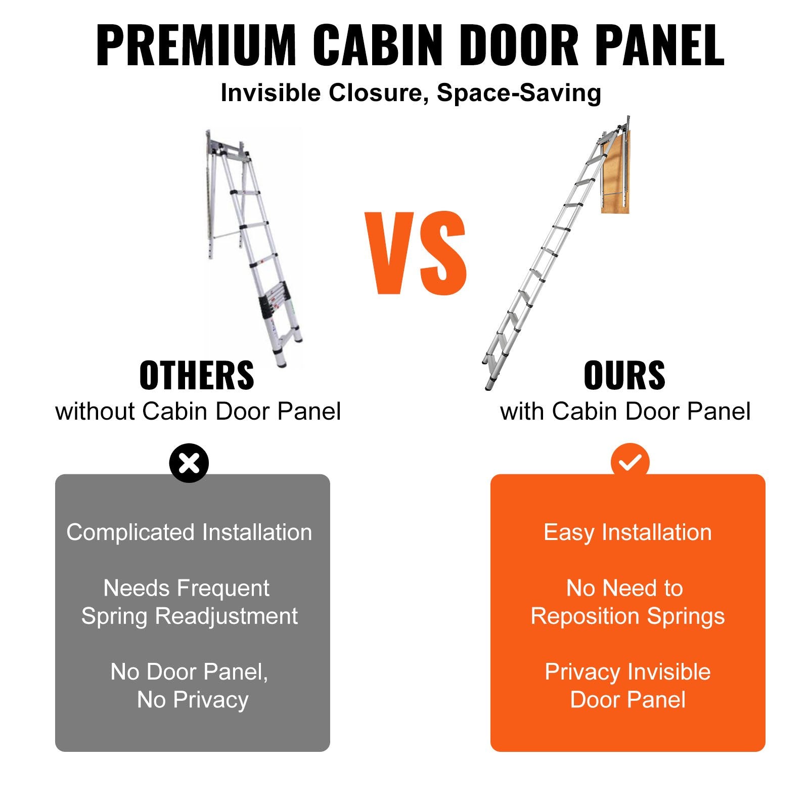 Attic Ladder Telescoping, 158.76kg Capacity, 100cm x 59.94cm,Multi-Purpose Aluminium Extension, Lightweight and Portable,Fits298.7cm-320.04cmCeilingHeights,Convenient Access to Your Attic Standa