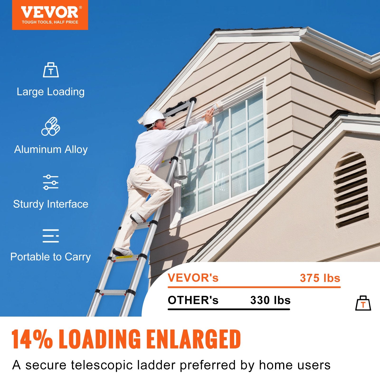 Ladders & Scaffolding: VEVOR Telescoping Ladder Aluminum Extension Step 3.2 m Multi-purpose Portable