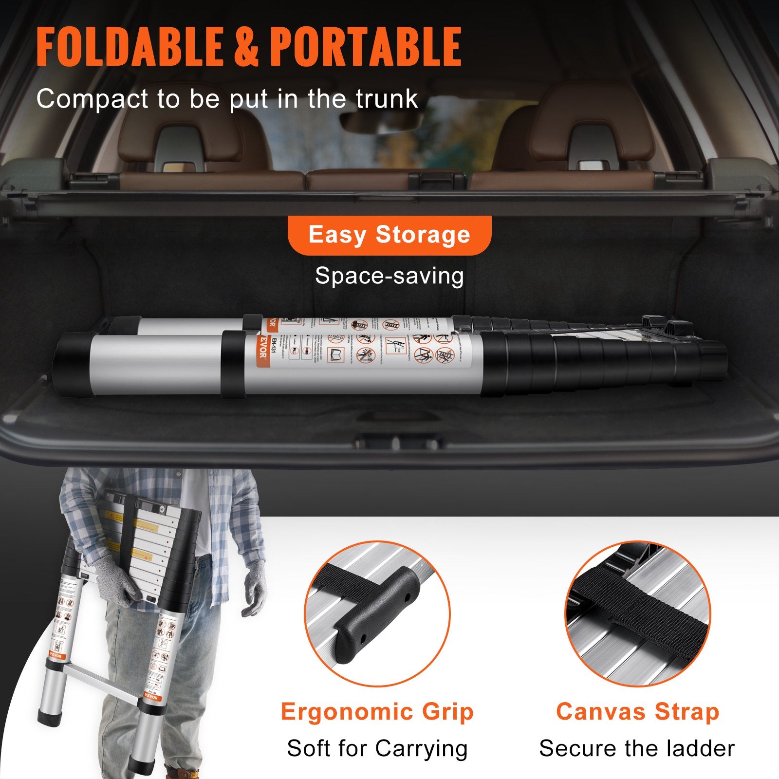 Ladders & Scaffolding: VEVOR Telescoping Ladder Aluminum Extension Step 3.2 m Multi-purpose Portable
