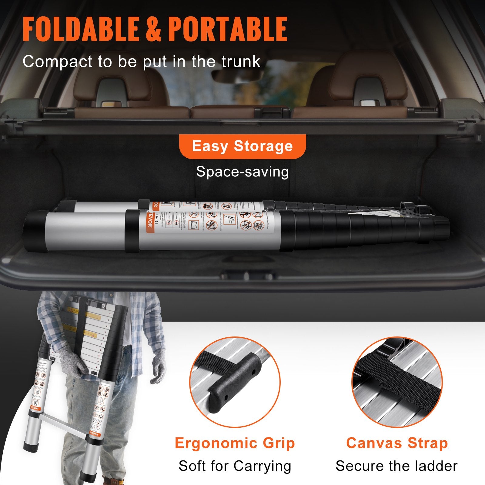 Ladders & Scaffolding: VEVOR Telescoping Ladder Aluminum Extension Step 12.5 ft Multi-purpose Portable