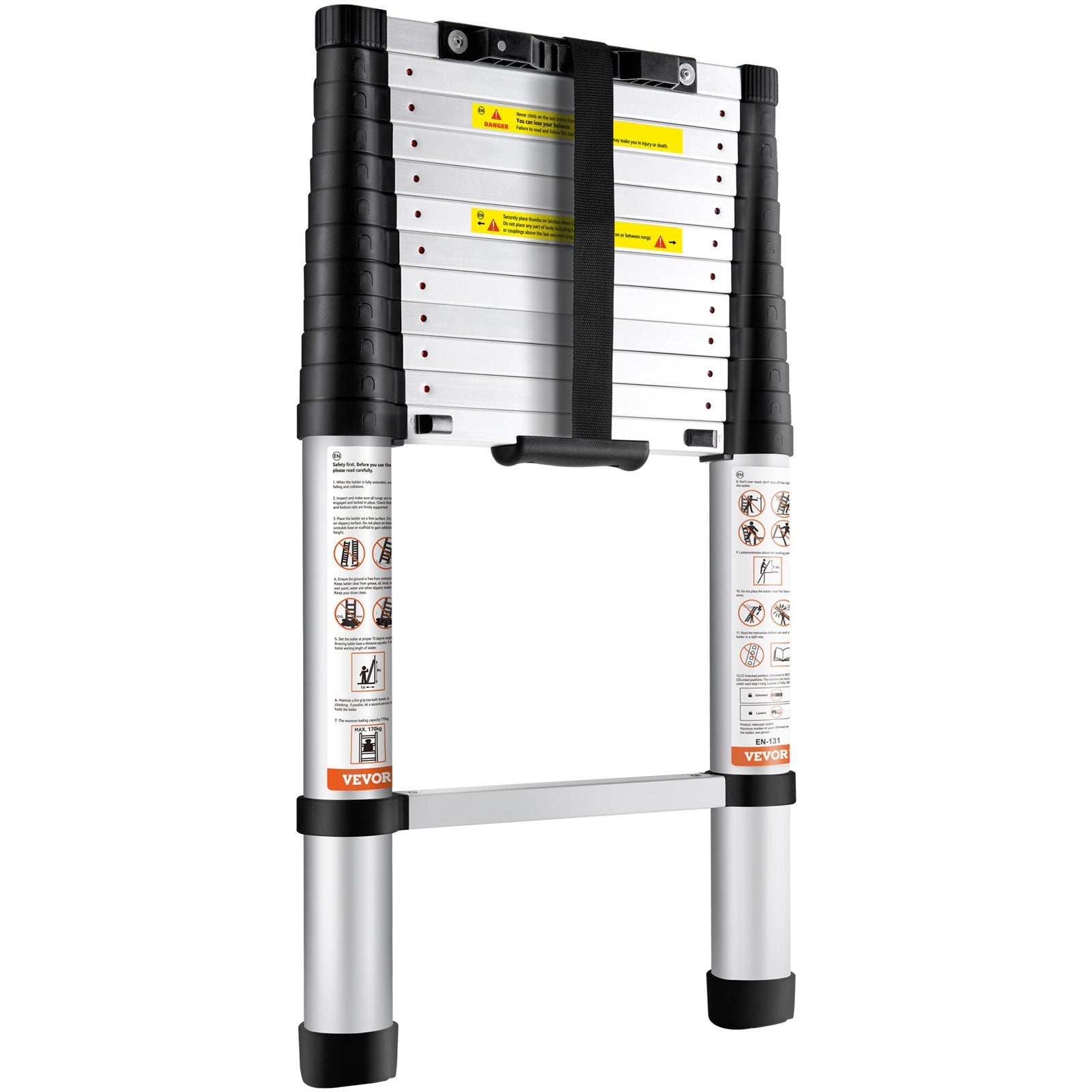 Ladders & Scaffolding: VEVOR Telescoping Ladder Aluminum Extension Step 12.5 ft Multi-purpose Portable