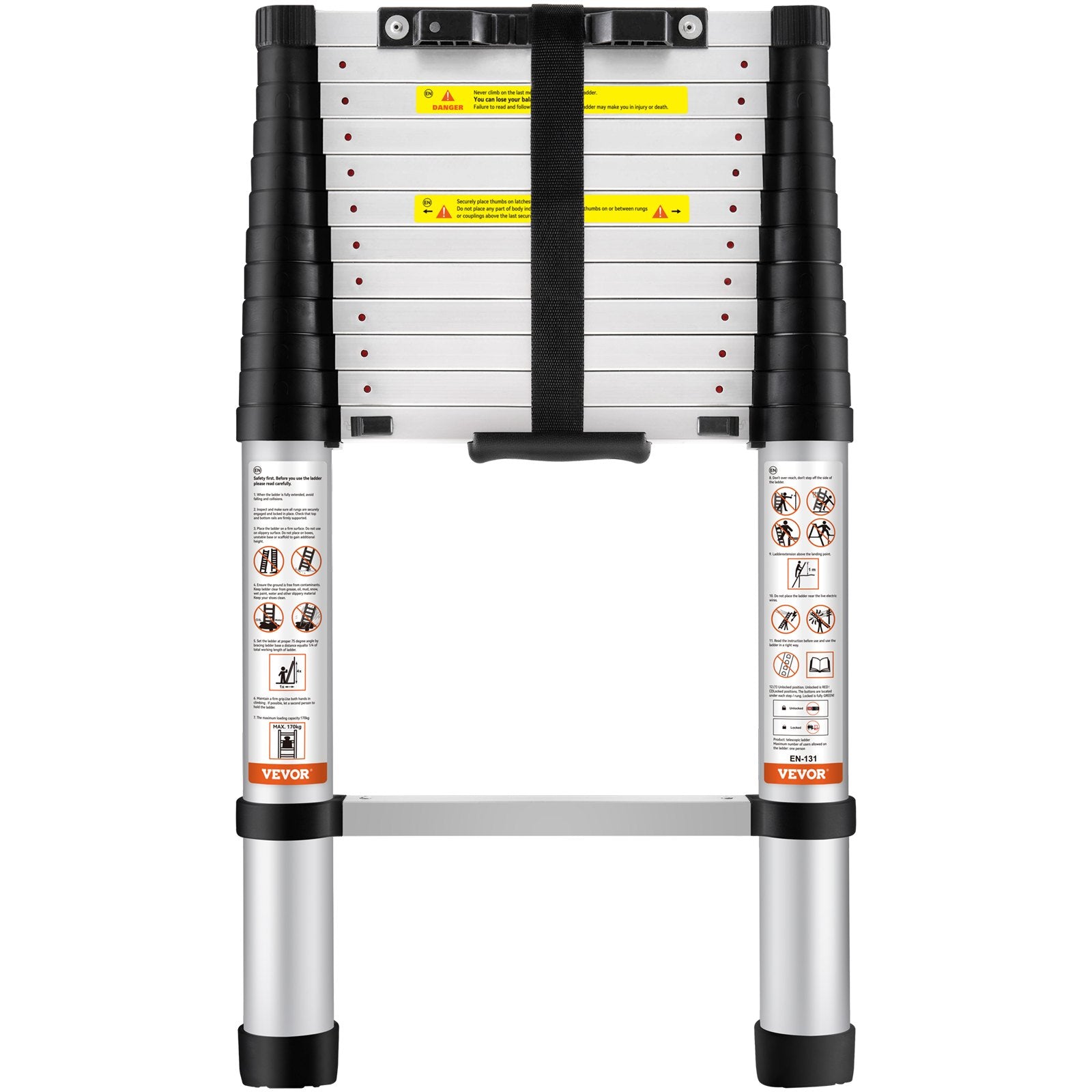 Ladders & Scaffolding: VEVOR Telescoping Ladder Aluminum Extension Step 12.5 ft Multi-purpose Portable