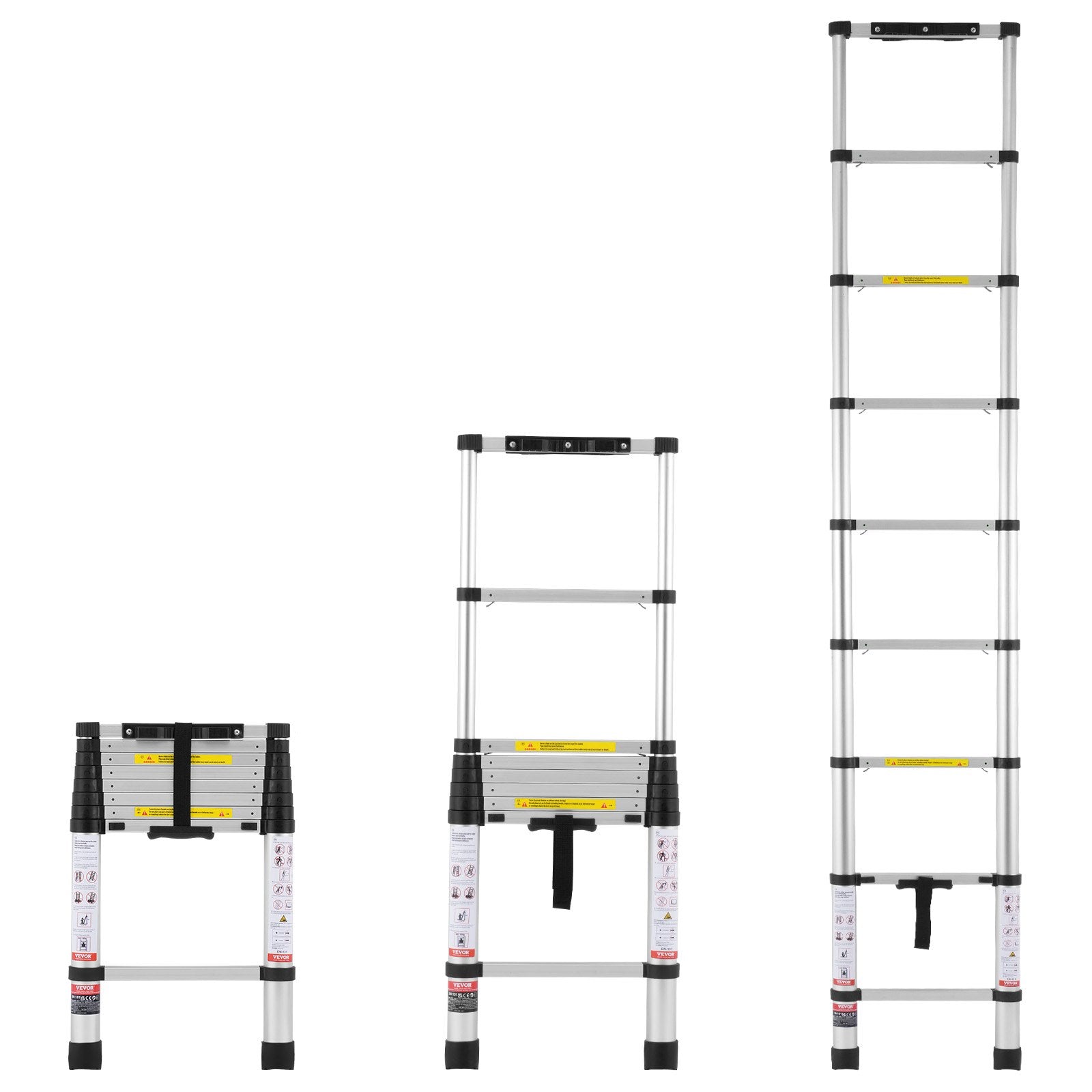 Automotive Lifts & Hoists: VEVOR Telescoping Extension Ladder 8.5FT One-button Retraction 375 LBS Capacity