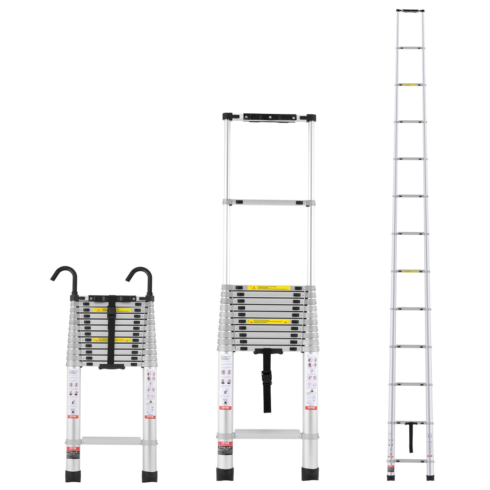 Automotive Lifts & Hoists: VEVOR Telescoping Extension Ladder 16.5FT Multi-button Retraction 419 LBS