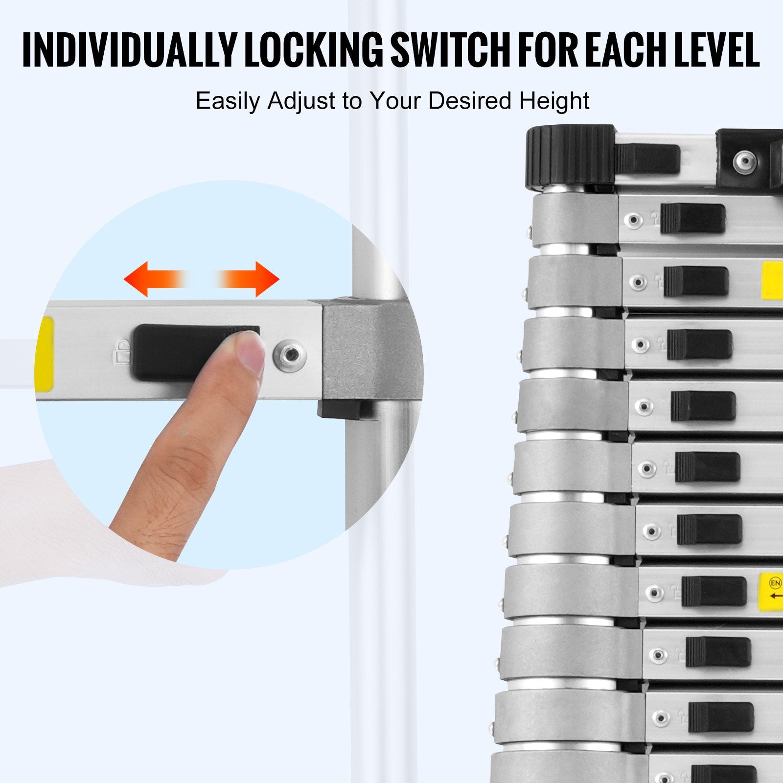 Automotive Lifts & Hoists: VEVOR Telescoping Extension Ladder 16.5FT Multi-button Retraction 419 LBS