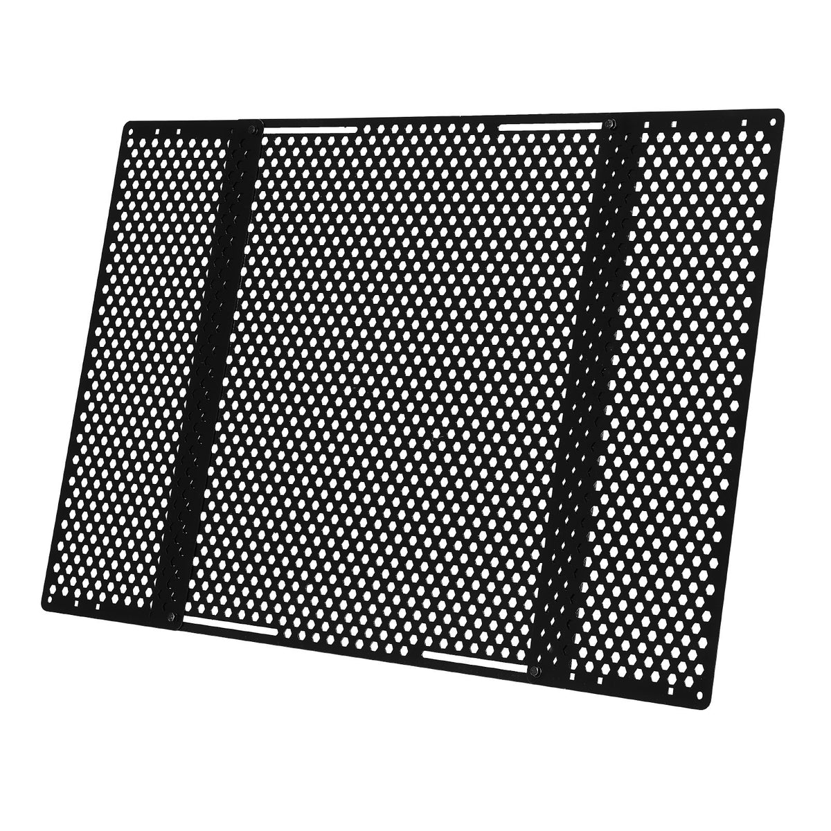 RV Screen Door Protector, Adjusts from 558.8 – 800 mm, Adjustable Door Grille, Easy to Install, Reinforced Breathable Honeycomb Holes, Iron Camper RV Entry Protector for Pet Protection, Black